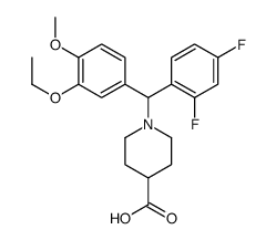 1-[(2,4-difluorophenyl)-(3-ethoxy-4-methoxyphenyl)methyl]piperidine-4-carboxylic acid Structure