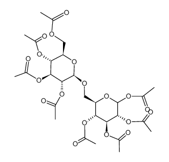 1,2,3,4,6-tetra-O-acetyl-6-O-(2,3,4,6-tetra-O-acetyl-β-D-glucopyranosil)-β-D-glucopyranose (octa-O-acetyl-β-gentobiose) Structure