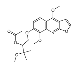 2-acetoxy-1-(4,8-dimethoxy-furo[2,3-b]quinolin-7-yloxy)-3-methoxy-3-methyl-butane结构式