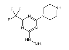 [6-(Trifluoromethyl)-4-(piperazin-1-yl)-1,3,5-triazin-2-yl]hydrazine structure