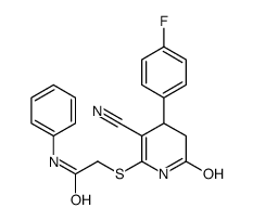 2-[[5-cyano-4-(4-fluorophenyl)-2-oxo-3,4-dihydro-1H-pyridin-6-yl]sulfanyl]-N-phenylacetamide Structure