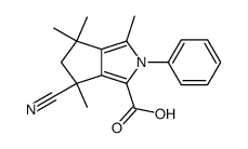 2-phenyl-3-carboxy-2,4,5,6-tetrahydro-1,4,6,6-tetramethylcyclopenta[c]pyrrole-4-carbonitrile结构式