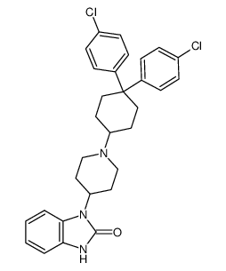 1-{1-[4,4-bis-(4-chloro-phenyl)-cyclohexyl]-piperidin-4-yl}-1,3-dihydro-benzoimidazol-2-one结构式