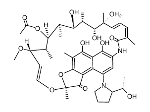 4-Deoxy-20-hydroxy-4-[2-(1-hydroxyethyl)-1-pyrrolidinyl]rifamycin结构式