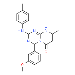 4-(3-methoxyphenyl)-8-methyl-2-[(4-methylphenyl)amino]-1,4-dihydro-6H-pyrimido[1,2-a][1,3,5]triazin-6-one structure