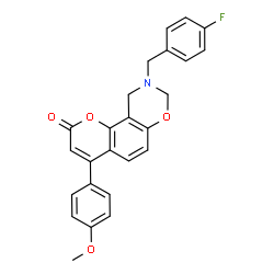 9-(4-Fluorobenzyl)-4-(4-methoxyphenyl)-9,10-dihydro-2H,8H-chromeno[8,7-e][1,3]oxazin-2-one Structure