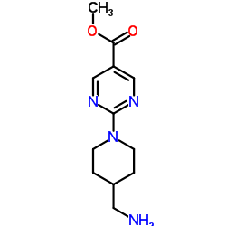 Methyl 2-[4-(aminomethyl)piperidin-1-yl]pyrimidine-5-carboxylate hydrochloride结构式