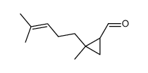 (Z+E)-2-methyl-2-(4-methyl-3-pentenyl) cyclopropane carbaldehyde structure
