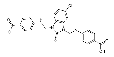 4-[[3-[(4-carboxyanilino)methyl]-5-chloro-2-sulfanylidenebenzimidazol-1-yl]methylamino]benzoic acid Structure