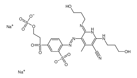 2-[[5-cyano-2,6-bis[(3-hydroxypropyl)amino]-4-methyl-3-pyridyl]azo]-5-[[2-(sulphooxy)ethyl]sulphonyl]benzenesulphonic acid, sodium salt Structure