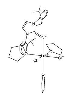 [(1,3-bis(2,6-diisopropylphenyl)imidazolin-2-iminato)LuCl2(THF)3]结构式