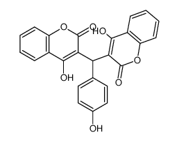 3,3'-[(4-hydroxyphenyl)methyl]bis(4-hydroxy-2H-chromen-2-one)结构式