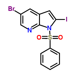 5-溴-2-碘-1-(苯磺酰基)-1h-吡咯并[2,3-b]吡啶结构式