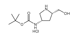 tert-Butyl (cis-5-(hydroxymethyl)pyrrolidin-3-yl)carbamate hydrochloride结构式