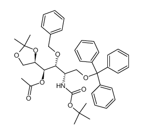 D-Galactitol, 2-deoxy-2-(1,1-dimethylethoxy)carbonylamino-5,6-O-(1-methylethylidene)-3-O-(phenylmethyl)-1-O-(triphenylmethyl)-, 4-acetate结构式