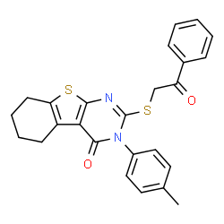 2-((2-oxo-2-phenylethyl)thio)-3-(p-tolyl)-5,6,7,8-tetrahydrobenzo[4,5]thieno[2,3-d]pyrimidin-4(3H)-one结构式