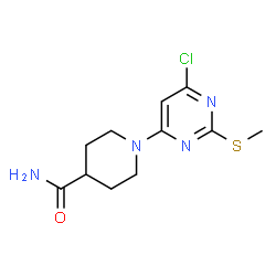 1-[6-Chloro-2-(methylsulfanyl)-4-pyrimidinyl]-4-piperidinecarboxamide structure