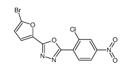 2-(5-bromofuran-2-yl)-5-(2-chloro-4-nitrophenyl)-1,3,4-oxadiazole结构式
