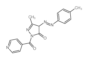 5-methyl-4-(4-methylphenyl)diazenyl-2-(pyridine-4-carbonyl)-4H-pyrazol-3-one structure