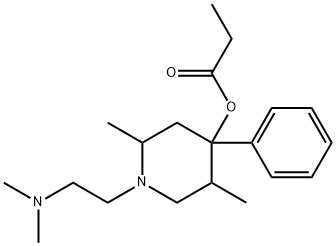 2,5-Dimethyl-1-(2-dimethylaminoethyl)-4-phenyl-4-propionyloxypiperidine结构式