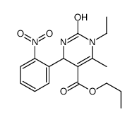 propyl 3-ethyl-4-methyl-6-(2-nitrophenyl)-2-oxo-1,6-dihydropyrimidine-5-carboxylate结构式