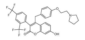 3-(2,4-bis-Trifluoromethylphenyl)-7-hydroxy-4-(4-(2-pyrrolidin-1-yl-ethoxy)-benzyl)-chromen-2-one结构式