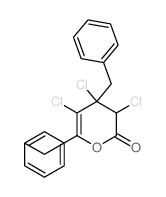 4,6-Dibenzyl-3,4,5-trichloro-3,4-dihydro-2H-pyran-2-one结构式