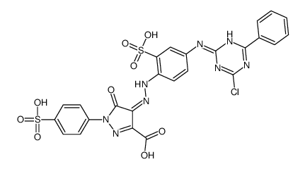 4-[[4-[(4-Chloro-6-phenyl-1,3,5-triazin-2-yl)amino]-2-sulfophenyl]azo]-4,5-dihydro-5-oxo-1-(4-sulfophenyl)-1H-pyrazole-3-carboxylic acid结构式