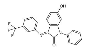 6-hydroxy-1-phenyl-3-{[3-(trifluoromethyl)phenyl]imino}-1,3-dihydro-2H-indol-2-one结构式