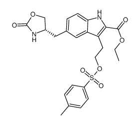 (S)-5-(2-oxo-1,3-oxazolidin-4-ylmethyl)-3-[(2-toluen-4-sulphonyloxy)ethyl]-1H-indol-2-carboxylic acid ethyl ester结构式