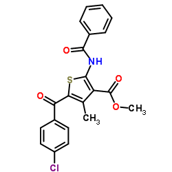 Methyl 2-(benzoylamino)-5-(4-chlorobenzoyl)-4-methyl-3-thiophenecarboxylate结构式