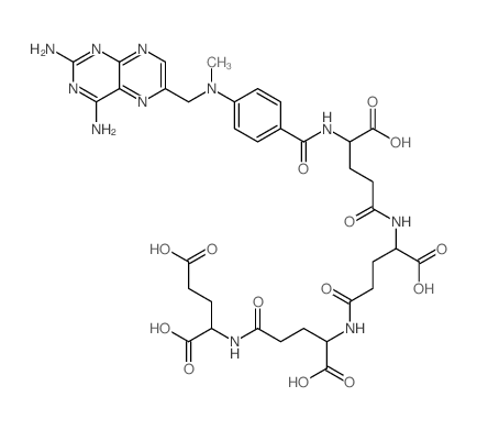 L-Glutamic acid, N-[N-[N-[N-[4-[[(2, 4-diamino-6-pteridinyl)methyl]methylamino]benzoyl]-L-.gamma.-gluta myl]-L-.gamma.-glutamyl]-L-.gamma.-glutamyl]- picture