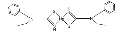 bis(N-ethyl-N-phenyldithiocarbamato)mercury(II)结构式