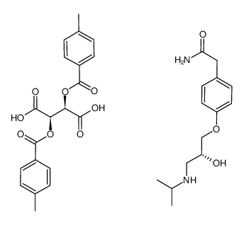 (2R)-1-isopropylamino-3-[4-(2-acetamido)phenoxy]-2-propanol-(2R,3R)-O,O-di-p-toluoyltartrate Structure