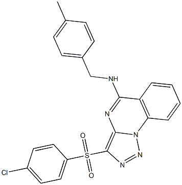 3-(4-chlorophenyl)sulfonyl-N-[(4-methylphenyl)methyl]triazolo[1,5-a]quinazolin-5-amine结构式