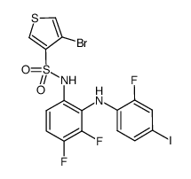 4-bromo-N-(3,4-difluoro-2-(2-fluoro-4-iodophenylamino)phenyl)thiophene-3-sulfonamide Structure