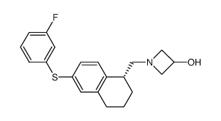 1-[(R)-6-(3-fluoro-phenylsulfanyl)-1,2,3,4-tetrahydro-naphthalen-1-ylmethyl]-azetidin-3-ol结构式