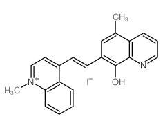 Quinolinium,4-[2-(8-hydroxy-5-methyl-7-quinolinyl)ethenyl]-1-methyl-, iodide (1:1) structure