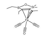 tricarbonyl(4-3''-η4-4,5-diethyl-2,5-dihydro-3-isopropenyl-2,2-dimethyl-1,2,5-oxasilaborole)iron Structure