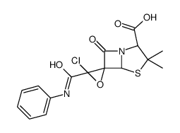 3-chloro-3',3'-dimethyl-7'-oxo-3-((phenylamino)carbonyl)spiro(oxirane-2,6'-(4)thia(1)azabicyclo(3.2.)heptane)-2'-carboxylic acid structure
