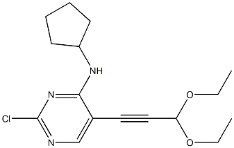 2-chloro-N-cyclopentyl-5-(3,3-diethoxy-1-propyn-1-yl)-4-Pyrimidinamine Structure