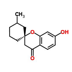 (2R)-7-Hydroxy-3'-methylspiro[chromene-2,1'-cyclohexan]-4(3H)-one Structure
