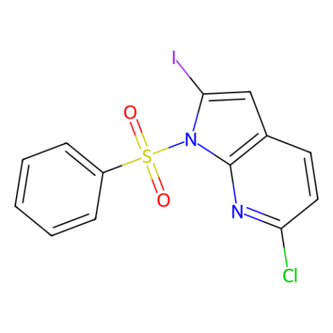 1-(benzenesulfonyl)-6-chloro-2-iodo-1H-pyrrolo[2,3-b]pyridine structure
