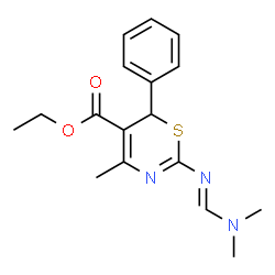 ETHYL 2-([(E)-(DIMETHYLAMINO)METHYLIDENE]AMINO)-4-METHYL-6-PHENYL-6H-1,3-THIAZINE-5-CARBOXYLATE结构式