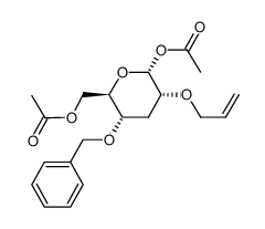 .alpha.-D-ribo-Hexopyranose, 3-deoxy-4-O-(phenylmethyl)-2-O-2-propenyl-, diacetate structure