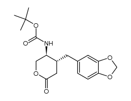 tert-butyl ((3S,4R)-4-(benzo[d][1,3]dioxol-5-ylmethyl)-6-oxotetrahydro-2H-pyran-3-yl)carbamate结构式