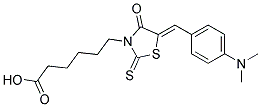 6-((5Z)-5-[4-(DIMETHYLAMINO)BENZYLIDENE]-4-OXO-2-THIOXO-1,3-THIAZOLIDIN-3-YL)HEXANOIC ACID structure