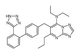 N,N-diethyl-4-propyl-3-[[4-[2-(2H-tetrazol-5-yl)phenyl]phenyl]methyl]- 1,5,7,9-tetrazabicyclo[4.3.0]nona-2,4,6,8-tetraen-2-amine Structure