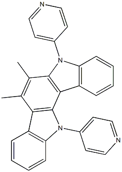 吲哚[3,2-a]咔唑,5,12-二氢-6,7-二甲基-5,12-二-4-吡啶基结构式