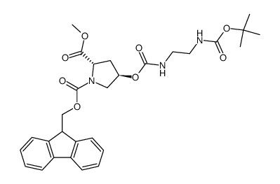 Fmoc-(2S,4R)-(4-OCO-NH-CH2-CH2-NH-Boc)-Pro-OMe Structure